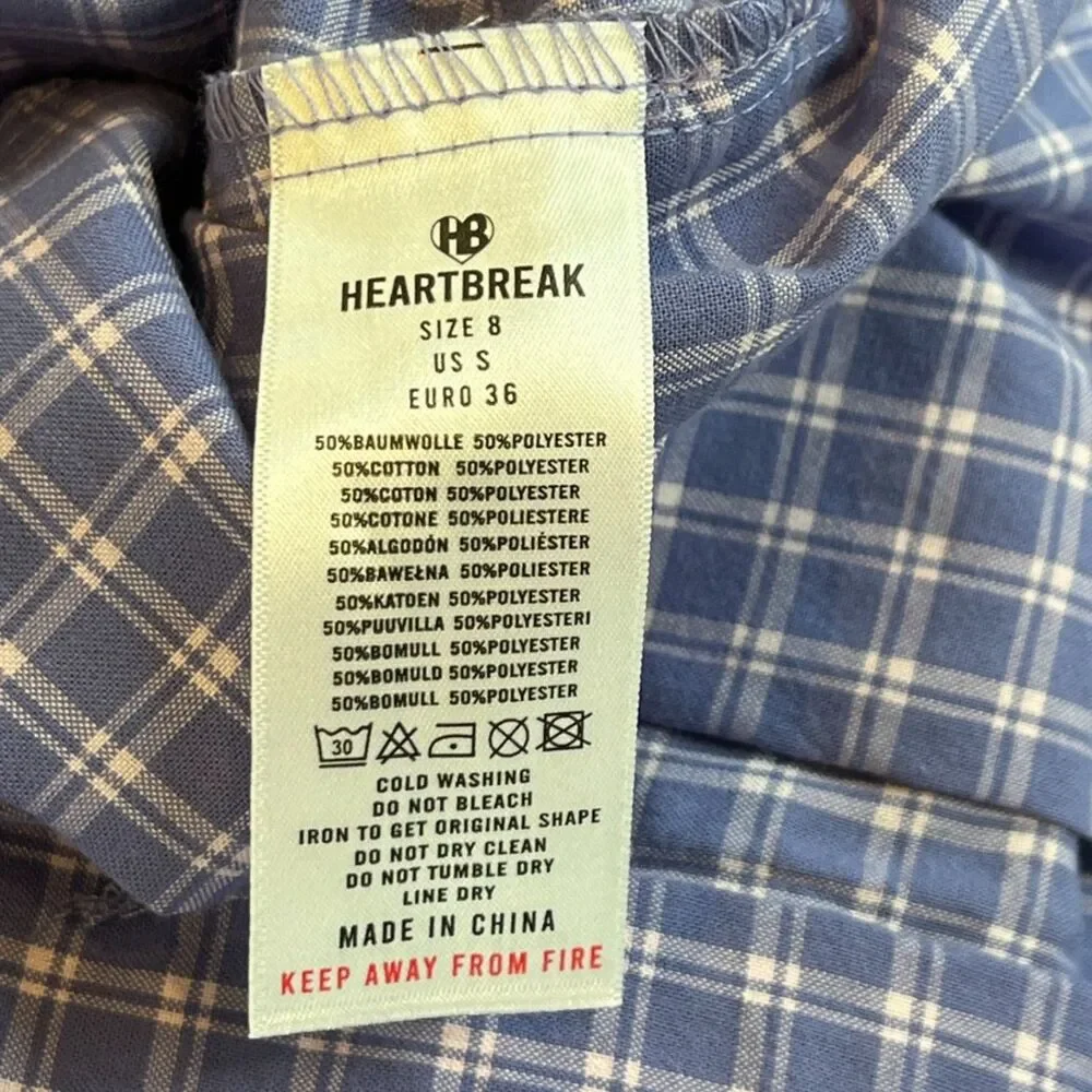 ASOS Heartbreak Purple Plaid Flare Pants Small Split Hems Flat Pockets NEW - Picture 6 of 8